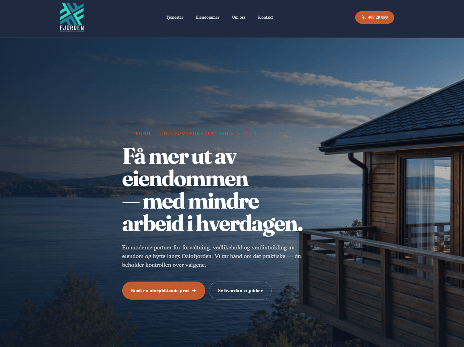 Forsiden til Fubo — Eiendomsside med strukturert innhold